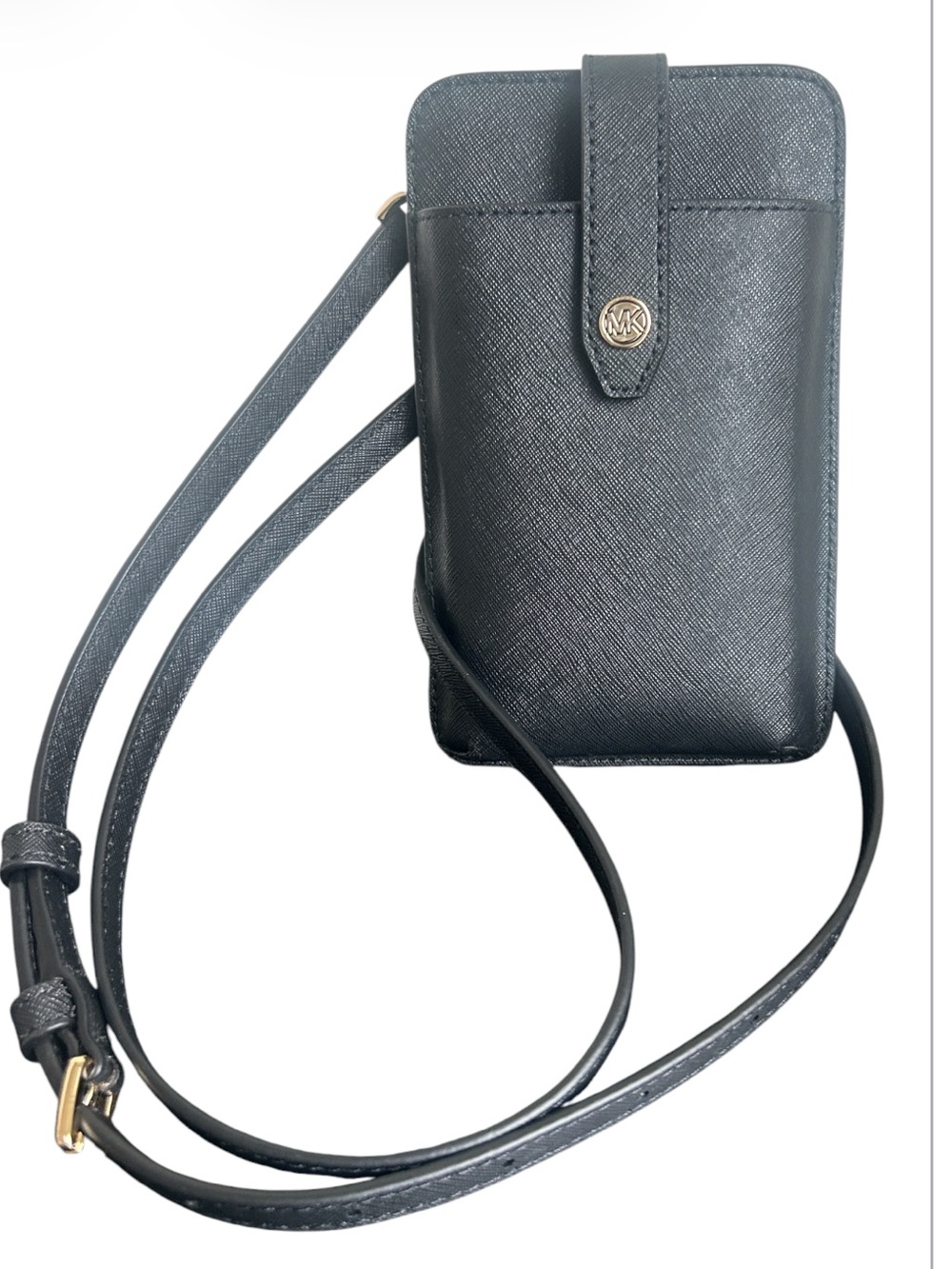 Michael Kors Jet Set Charm Black Saffiano Leather Smartphone Crossbody Bag